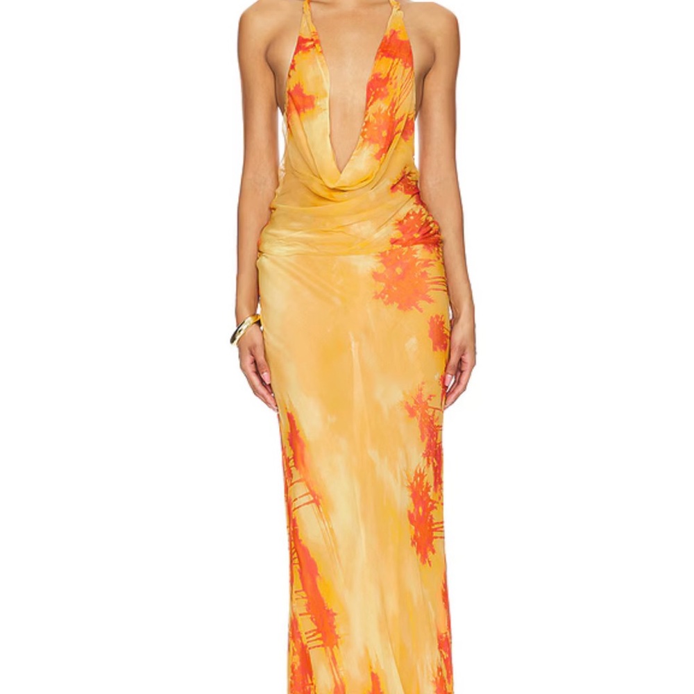 Gold and Orange Backless Lovers + Friends Dress